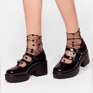 ⛓️ Black PU Patent Platform Mary Janes ⛓️ by Nasty Gal